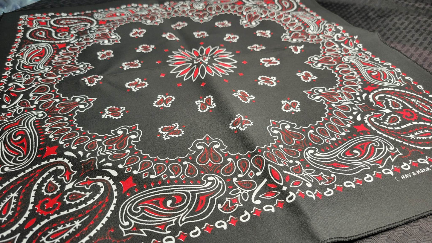 Plain Black with Red Print Bandana (Sku8471)