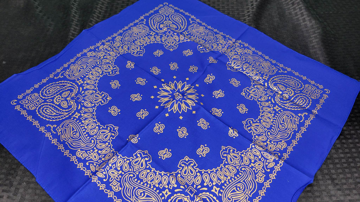 Plain Gold on Royal Blue Bandana (Sku8524)