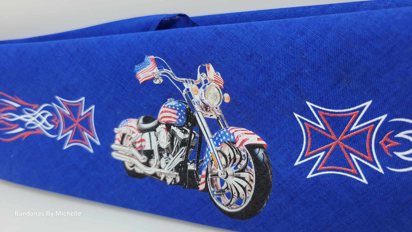 Plain Motorcycle on Blue Bandana (Sku8533)