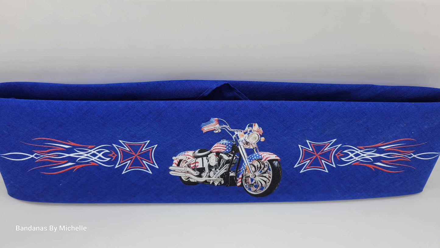 Plain Motorcycle on Blue Bandana (Sku8533)