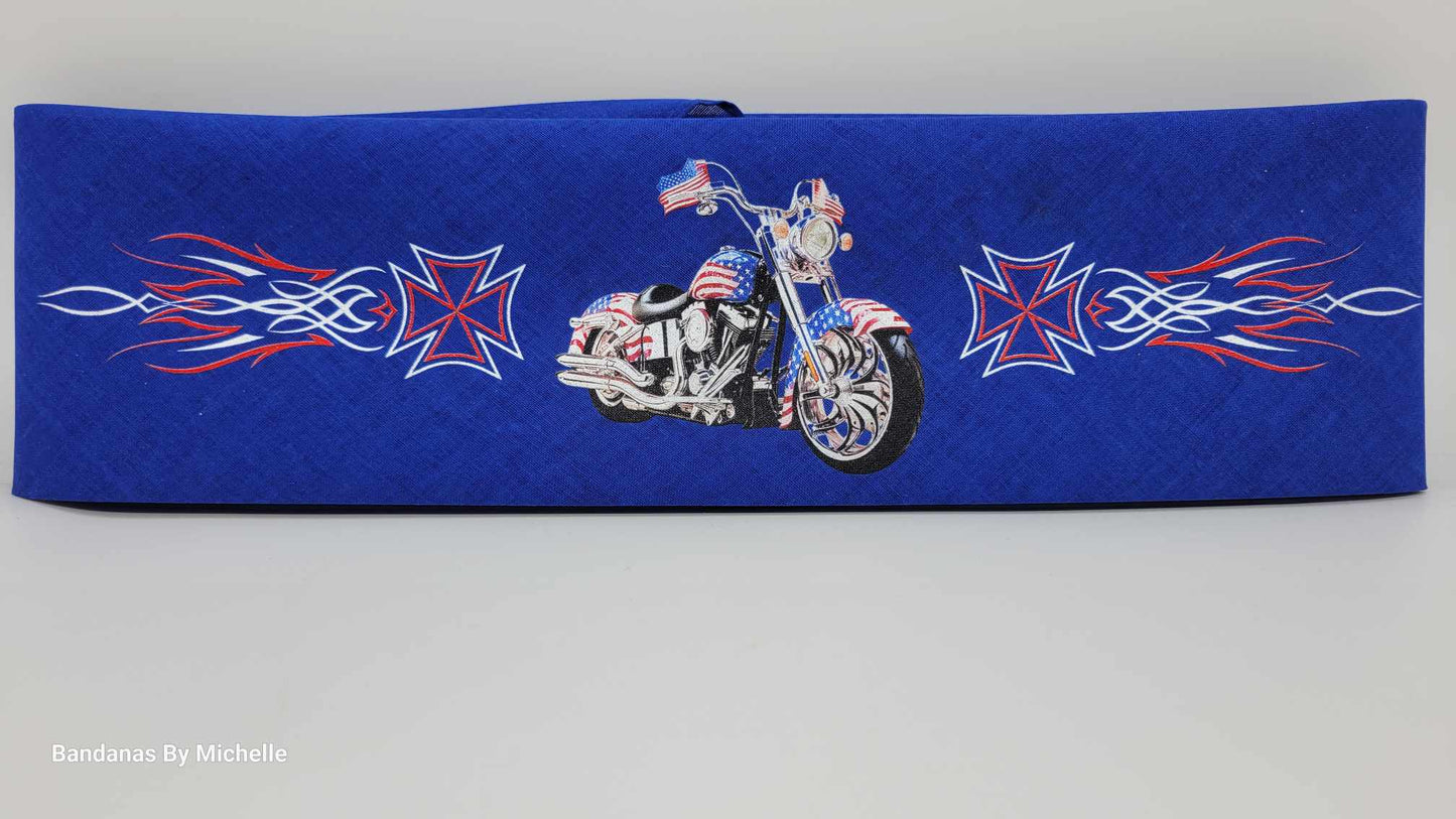 Plain Motorcycle on Blue Bandana (Sku8533)