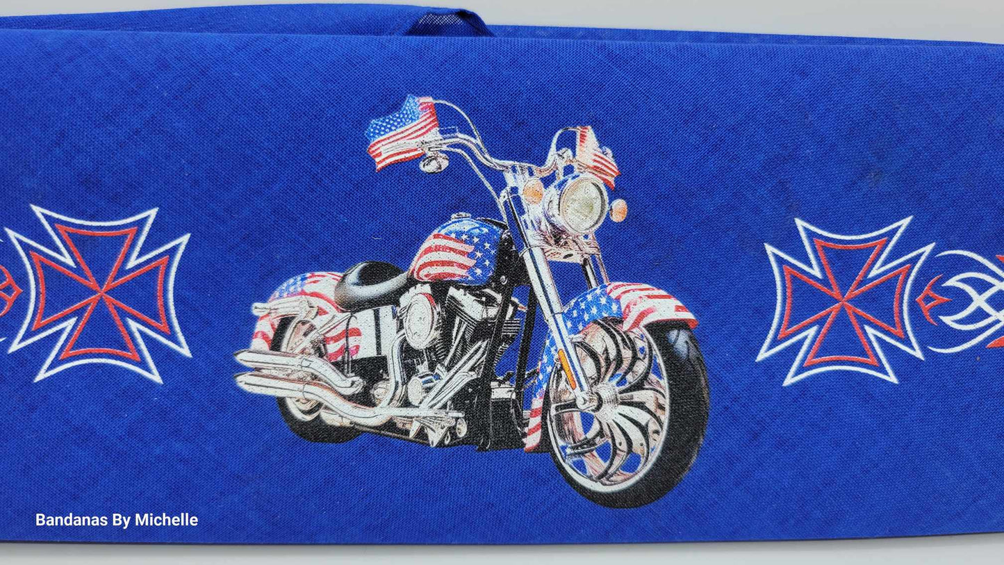 Plain Motorcycle on Blue Bandana (Sku8533)