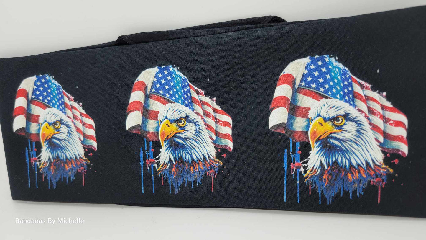 Plain Eagles and Flags on Black Bandana (Sku8539)