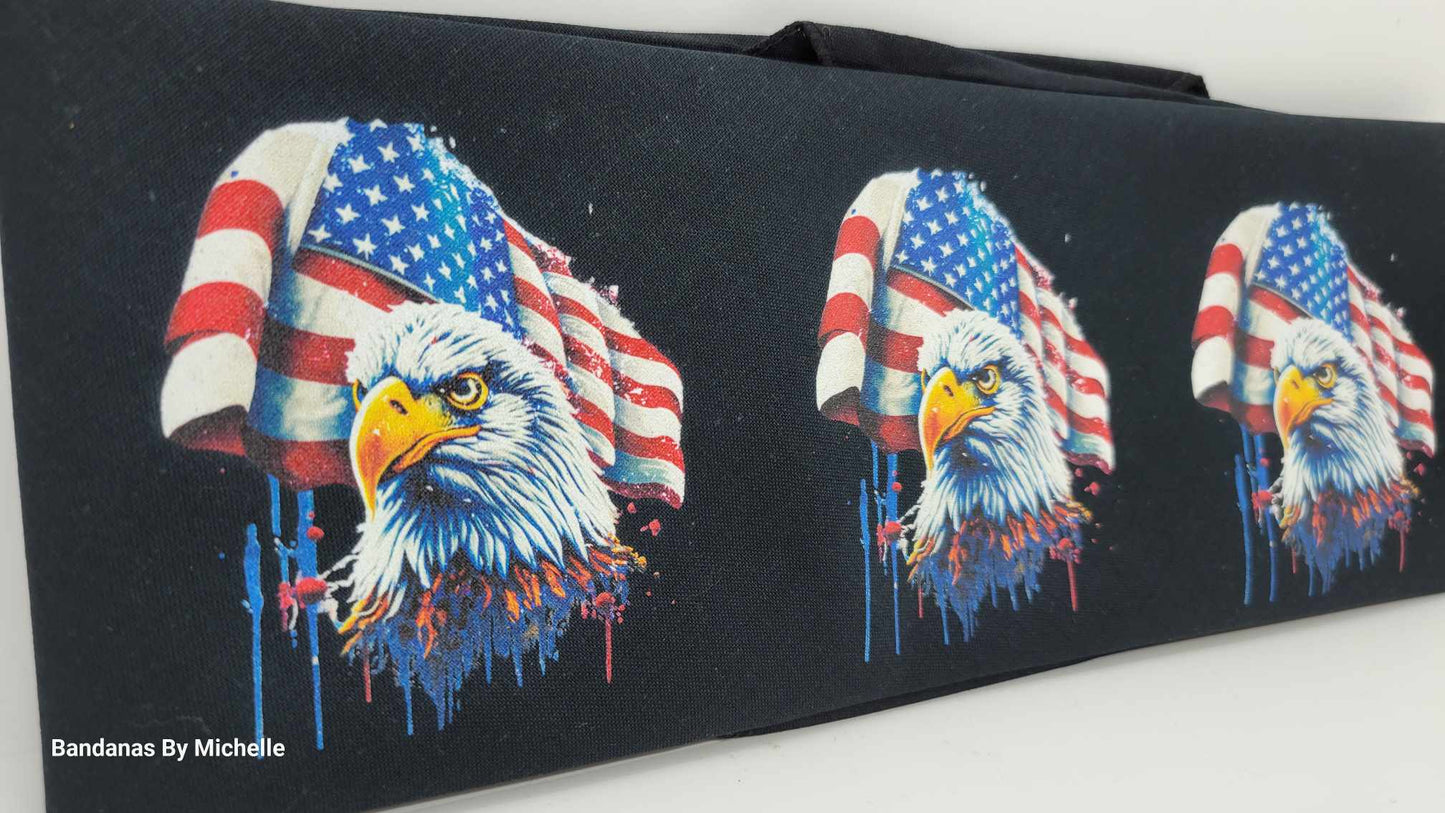 Plain Eagles and Flags on Black Bandana (Sku8539)