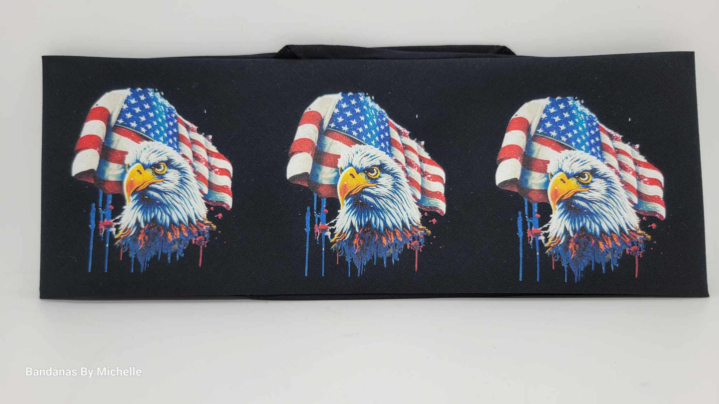 Plain Eagles and Flags on Black Bandana (Sku8539)