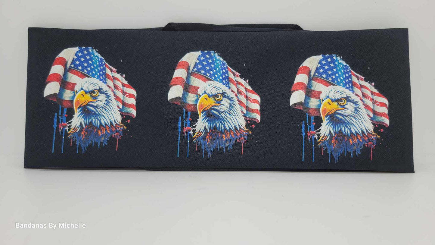 Plain Eagles and Flags on Black Bandana (Sku8539)