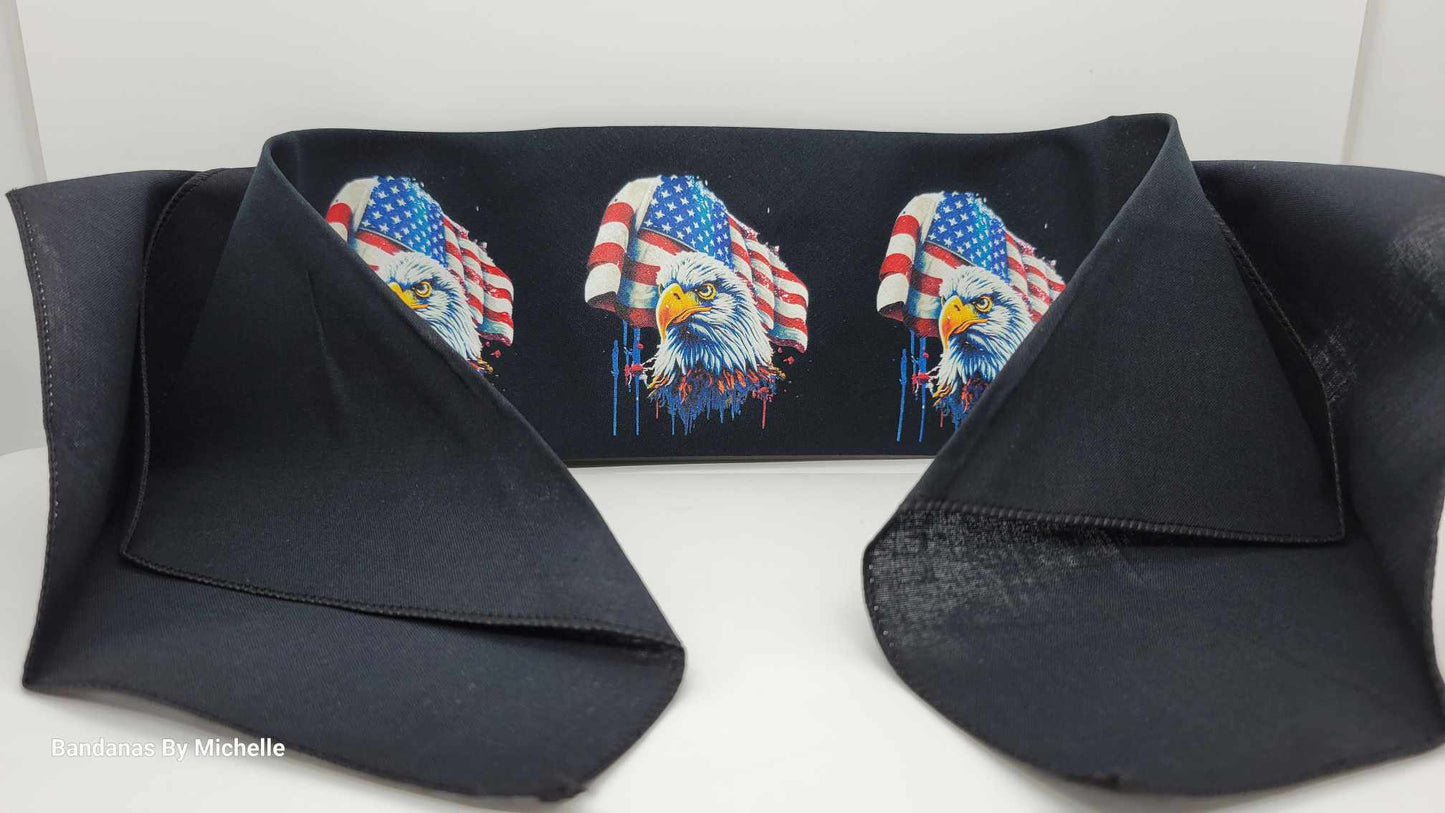 Plain Eagles and Flags on Black Bandana (Sku8539)