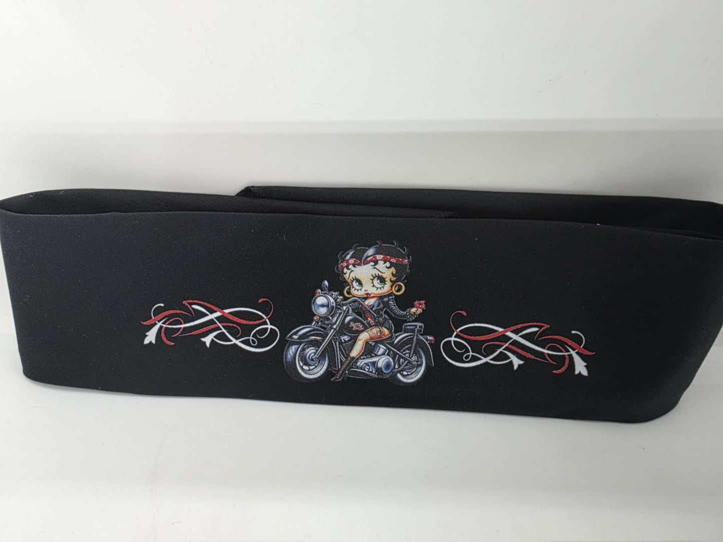 Plain Motorcycle Betty Boop on Black Bandana (Sku8543)