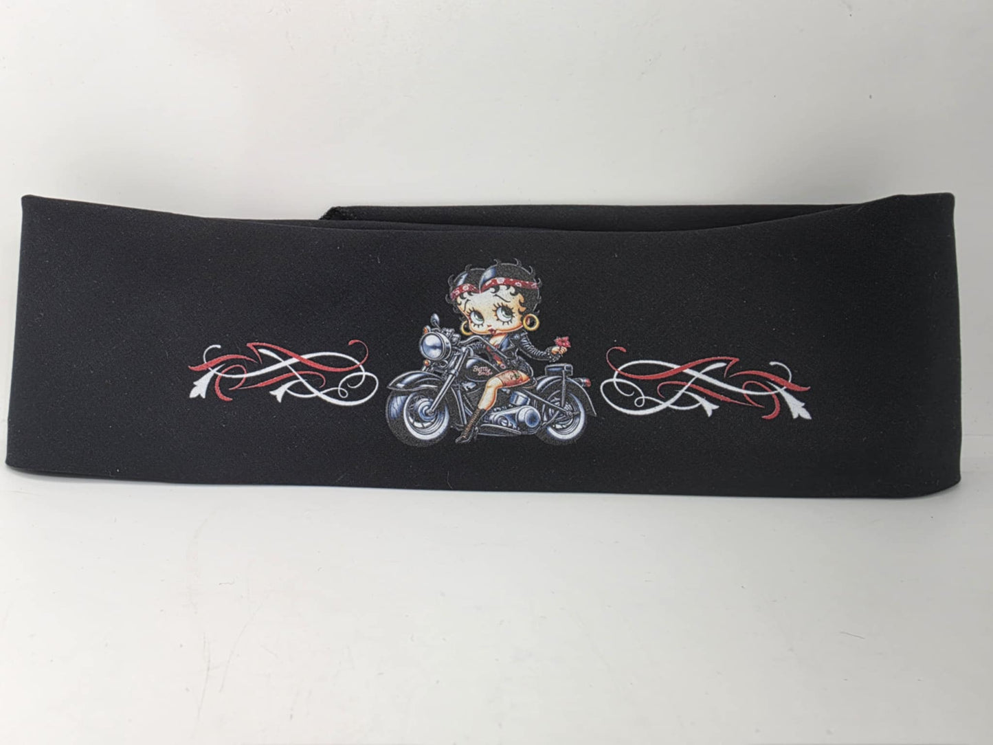 Plain Motorcycle Betty Boop on Black Bandana (Sku8543)