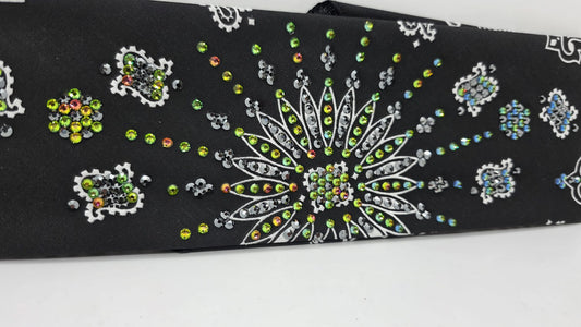 LeeAnnette Black Paisley Bandana with Vitrail and Black Austrian Crystals (L40201)