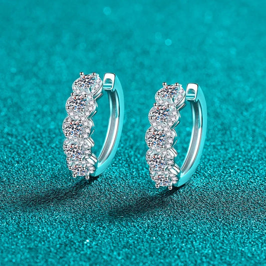 1 Carat Moissanite Zircon 925 Sterling Silver Huggie Earrings (sku8731)