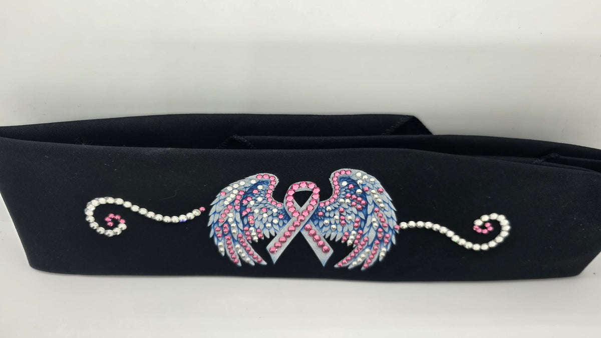 Ribbon and Wings Bandana with Pink and Diamond Clear Austrian Crystals (E60167)