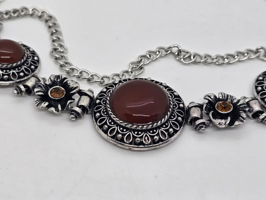 Silver Medallion with Brown Centers Choker/Boot Bling (8908)