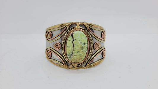 Light Green Stone Cuff Bracelet (sku8970b)