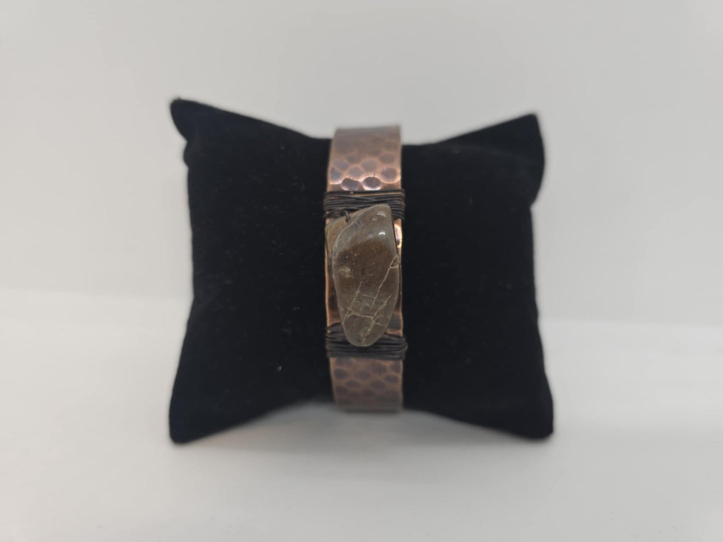 Banjara Hammered Stone Cuff Bracelet with Stone (sku8970j)