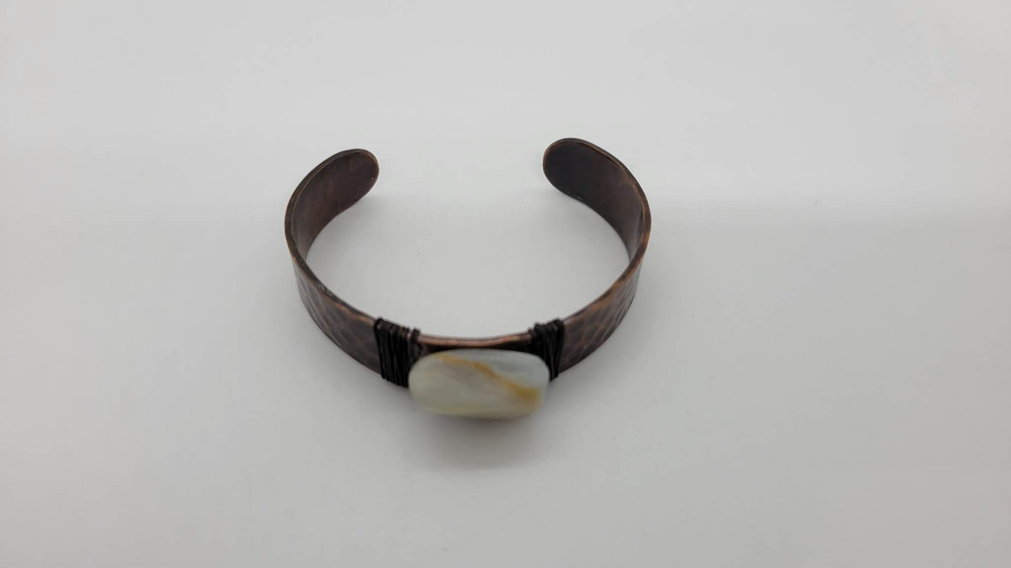 Banjara Hammered Stone Cuff Bracelet with Stone (sku8970k)