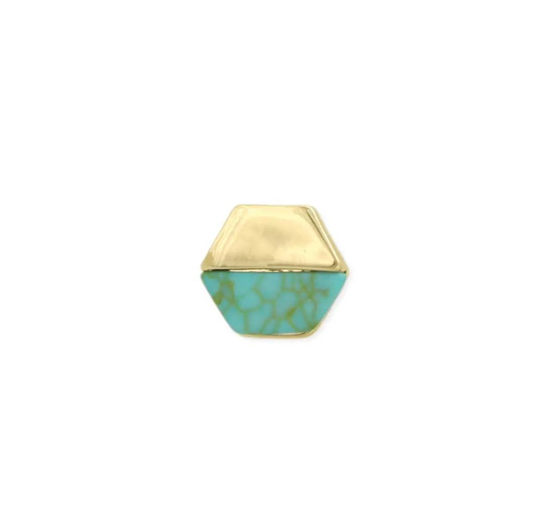 Marbled Elegance Turquoise Gold Post Earrings (sku8975)