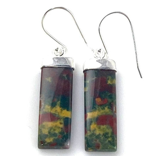 Bloodstone Sterling Silver Earring (Sku8984)