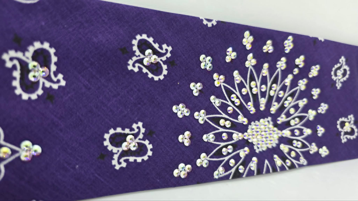 Purple Paisley Bandana with Aurora Borealis Austrian Crystals (E60134)