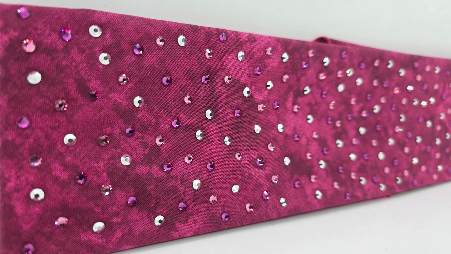 Marble Magenta Bandana with Dark Pink, Light Pink and Chrome Austrian Crystals (E60118)