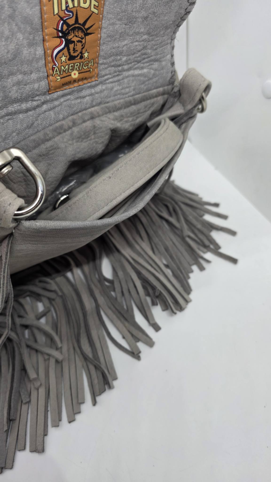 Grey Buck Skin Purse with Snake Skin