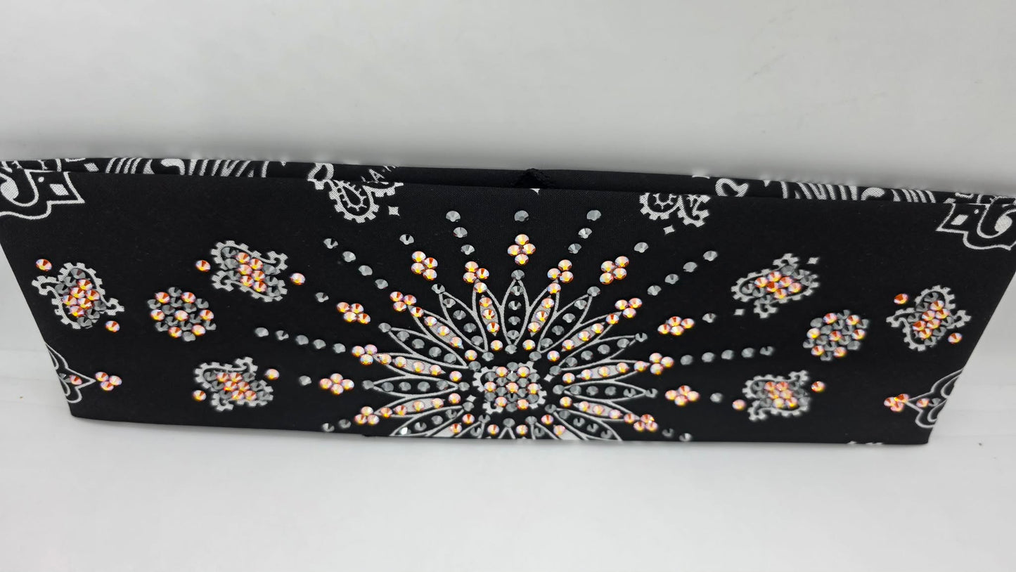 LeeAnnette Black Paisley Bandana with Sun Shimmer and Black Austrian Crystals (L40209)