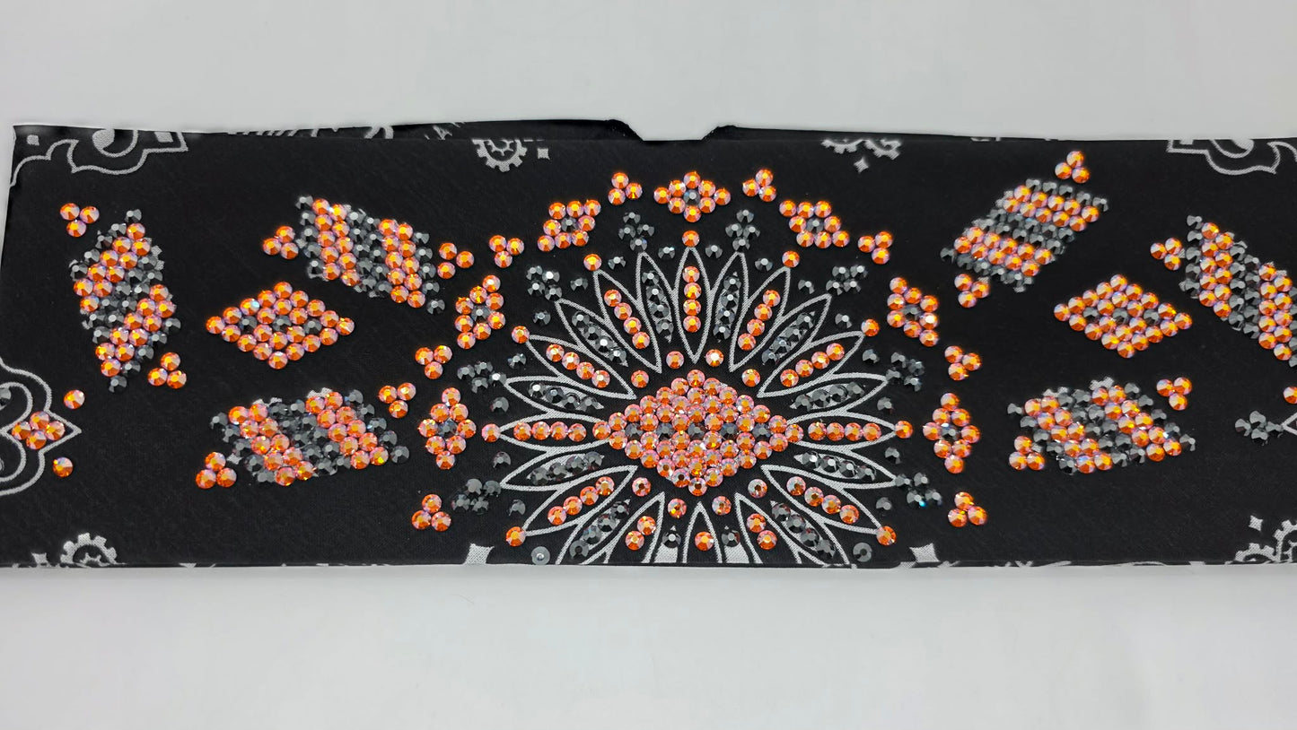 Super LeeAnnette Black Paisley Bandana with Sun Shimmer and Black Austrian Crystals (S48117)