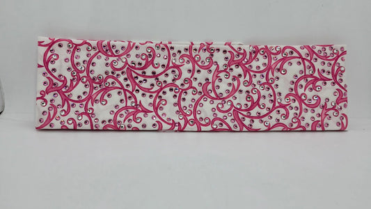 LeeAnnette Pink Scroll Bandana with Pink and Diamond Clear Austrian Crystals (L40231)