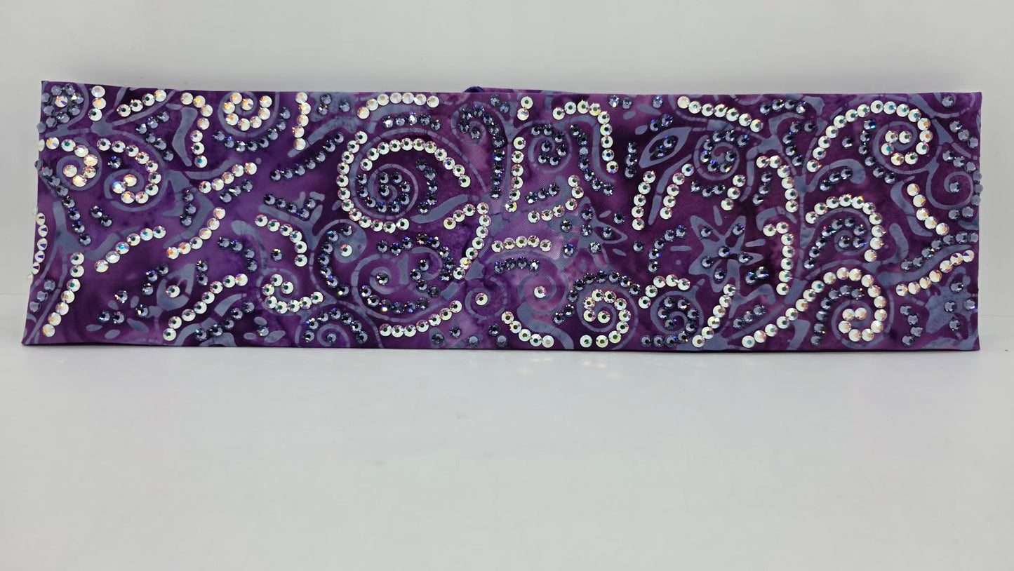 Super LeeAnnette Purple Batik Bandana with Light Purple and Aurora Borealis Austrian Crystals (S48142)