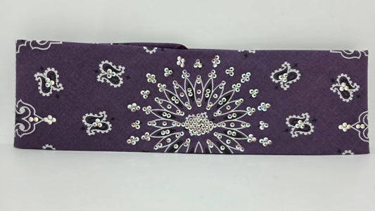 Plum Paisley Bandana with Aurora Borealis Austrian Crystals (E60135)