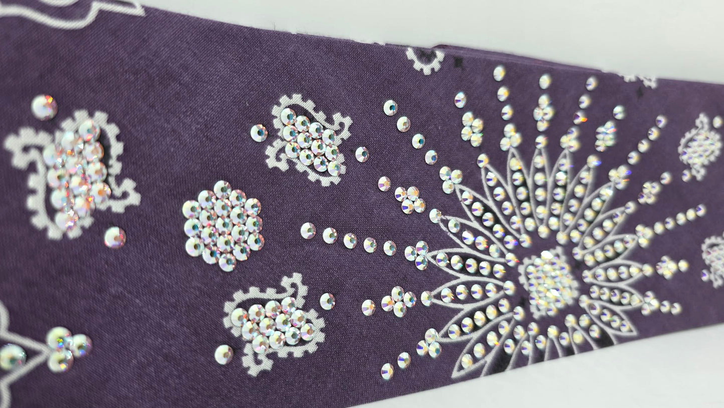 LeeAnnette Plum Paisley Bandana with Aurora Borealis Austrian Crystals (L40236)