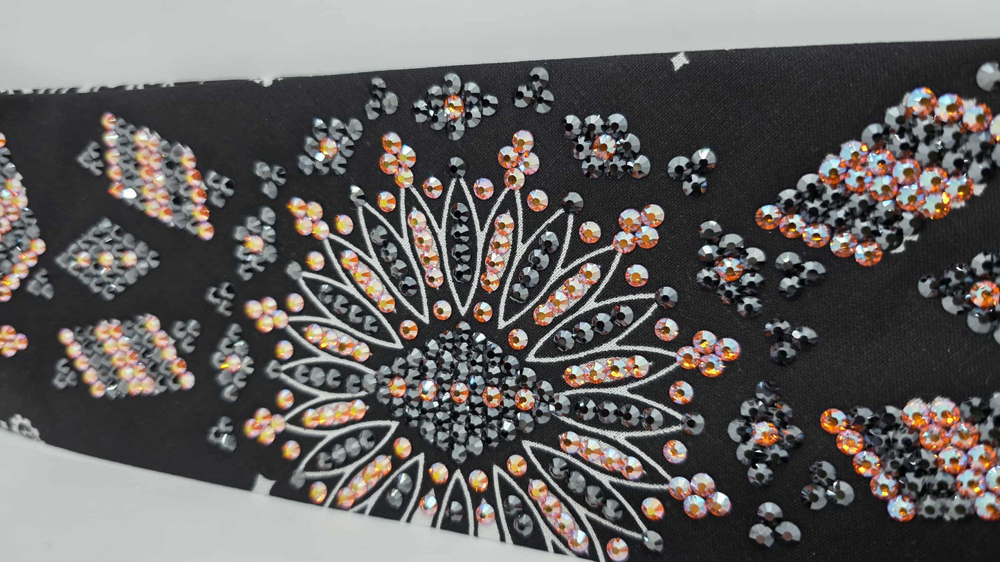 Super LeeAnnette Black Paisley Bandana with Sun Shimmer and Black Austrian Crystals (Sku4486)