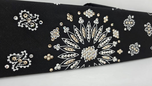 Black Paisley Bandana with Honey and Diamond Clear Austrian Crystals (E60102)
