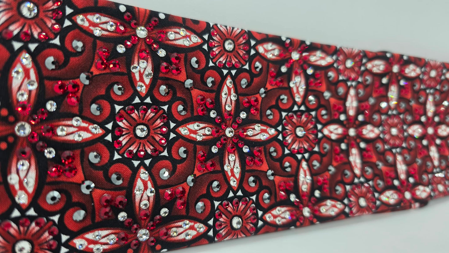 Super LeeAnnette Red and Black Squares Bandana with Red, Black and Clear Austrian Crystals (S48130)