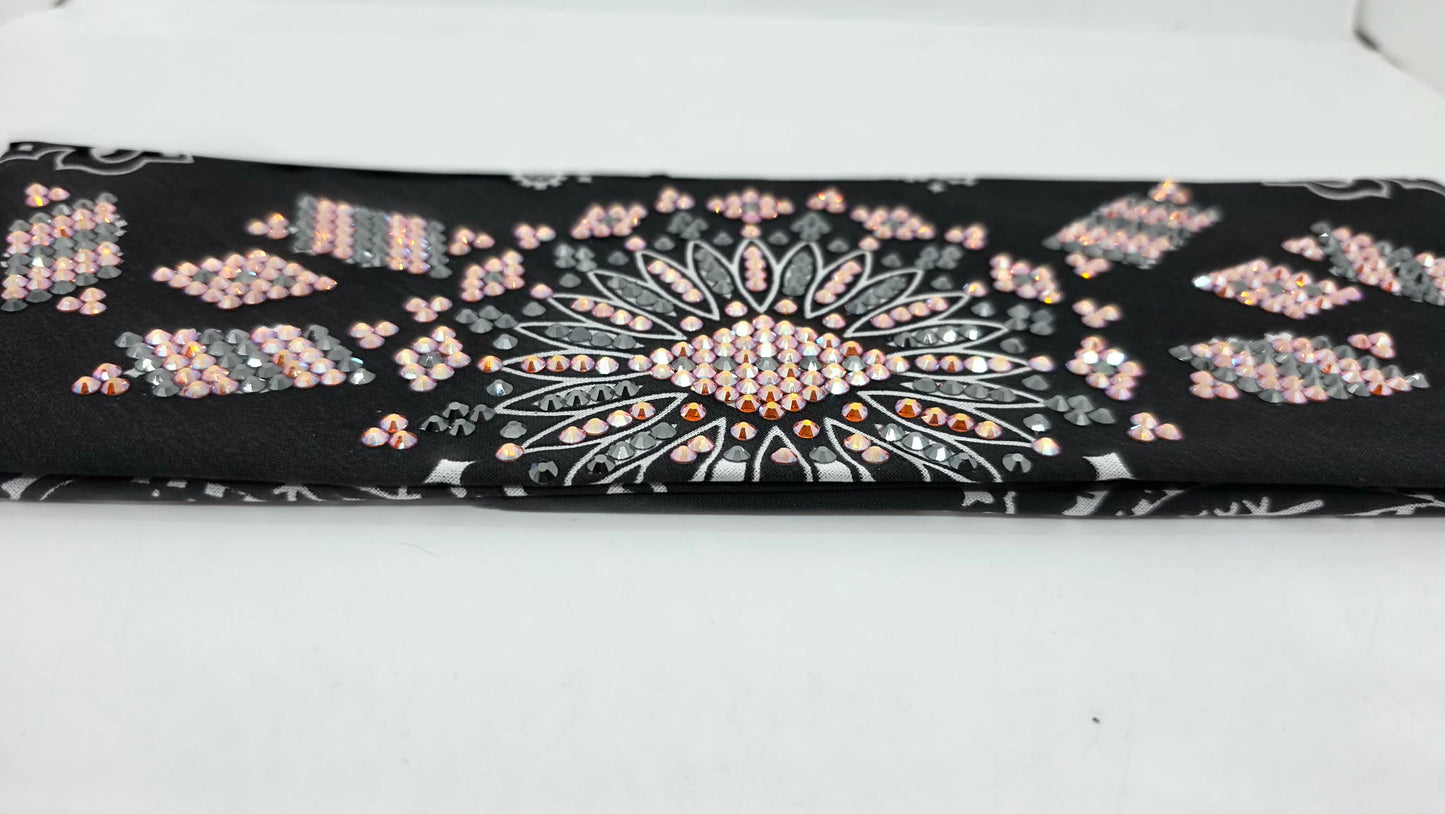 Super LeeAnnette Black Paisley Bandana with Sun Shimmer and Black Austrian Crystals (S48117)