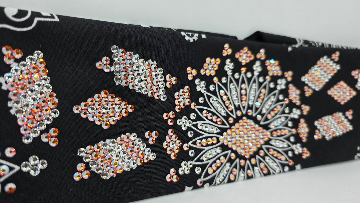 Super LeeAnnette Black Paisley Bandana with Sun Shimmer and Diamond Clear Austrian Crystals (S48118)