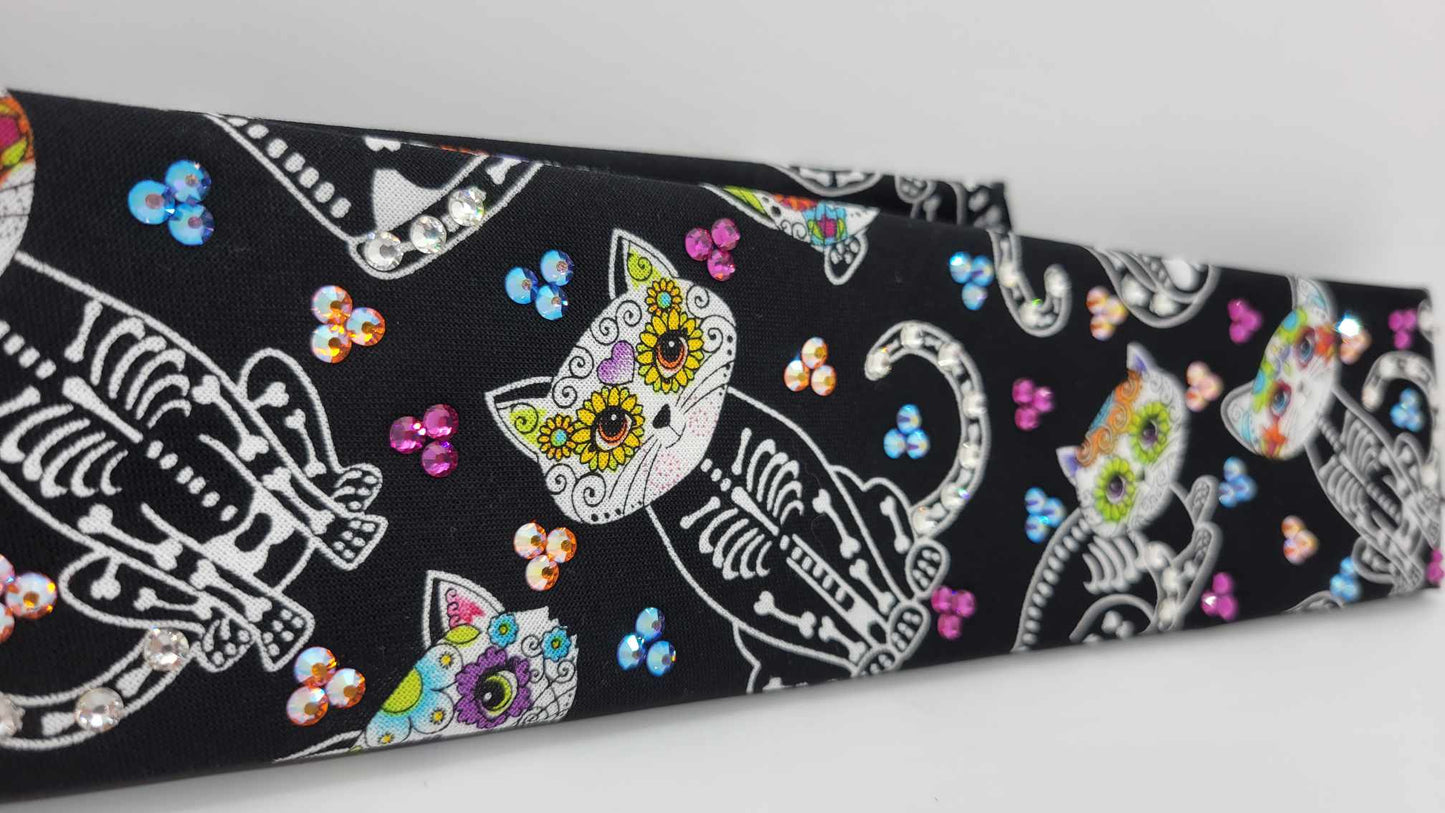 Narrow Skeleton Cats with Multi-Colored Austrian Crystals (Sku9992)