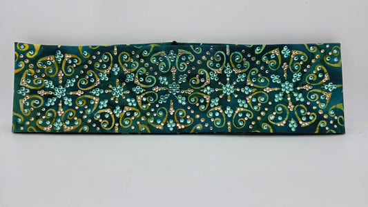 Super LeeAnnette Sea Green Batik Bandana with Caribbean Sea and Honey Austrian Crystals (S48124)