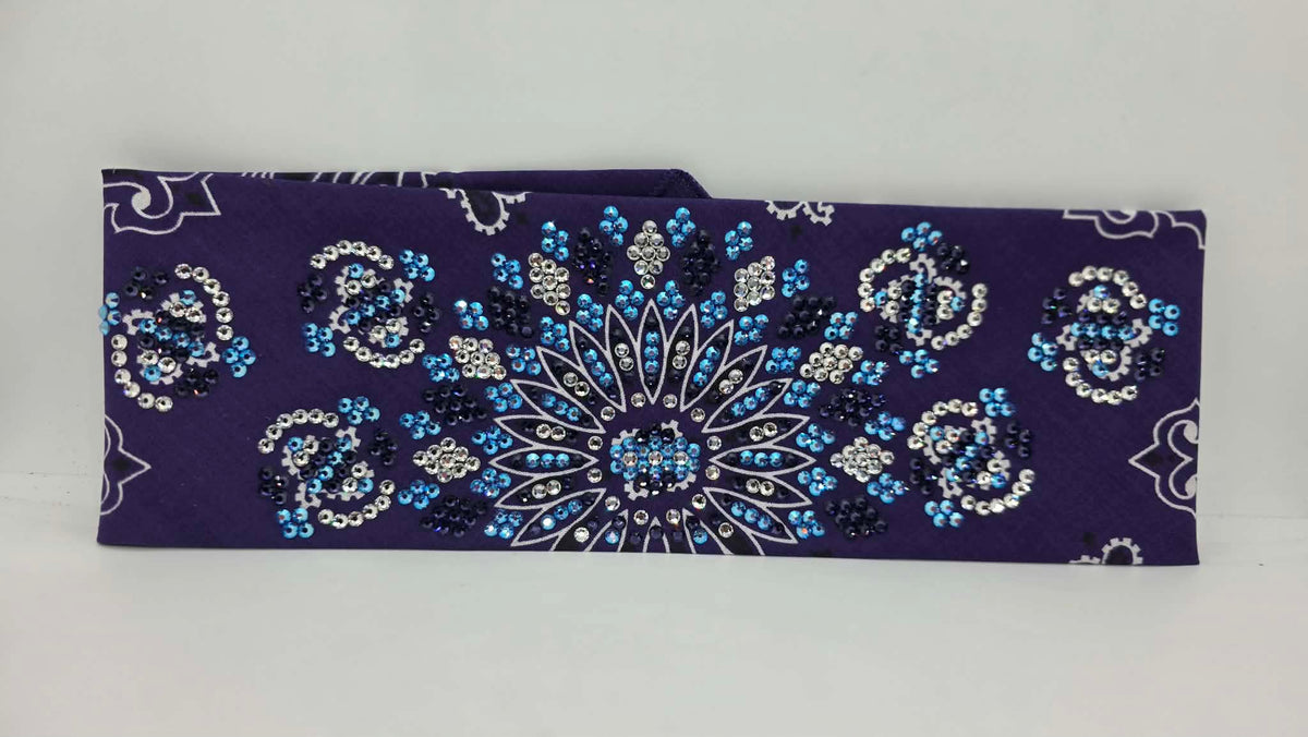 Super LeeAnnette Purple Paisley Bandana with Dark Purple, Blue Shimmer and Diamond Clear Austrian Crystals (S48185)