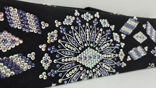 Super LeeAnnette Black Paisley Bandana with Light Purple and Aurora Borealis Austrian Crystals (S48107)