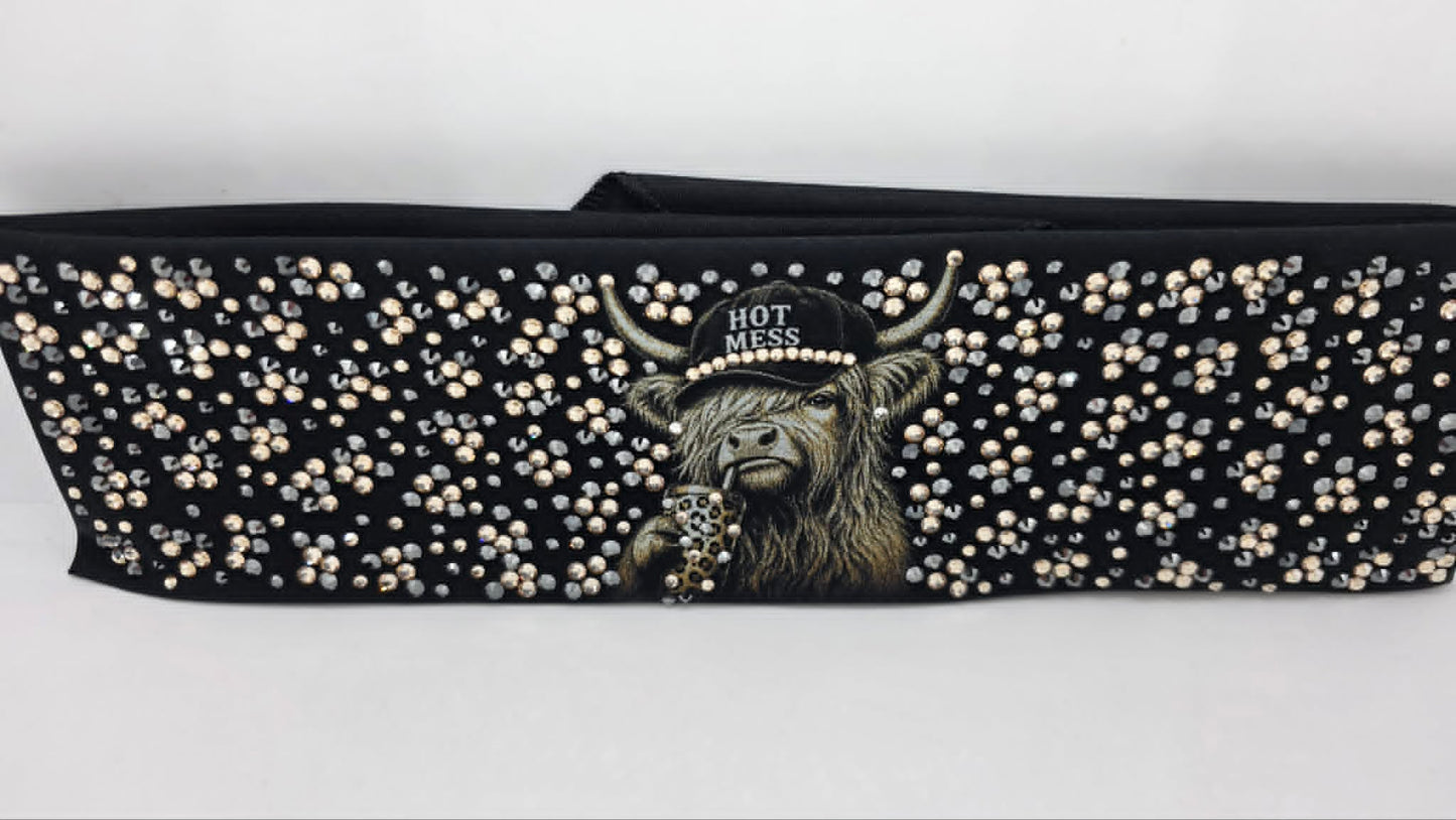 Super LeeAnnette Highlander Cows Bandana with Honey and Black Austrian Crystals (S48173)