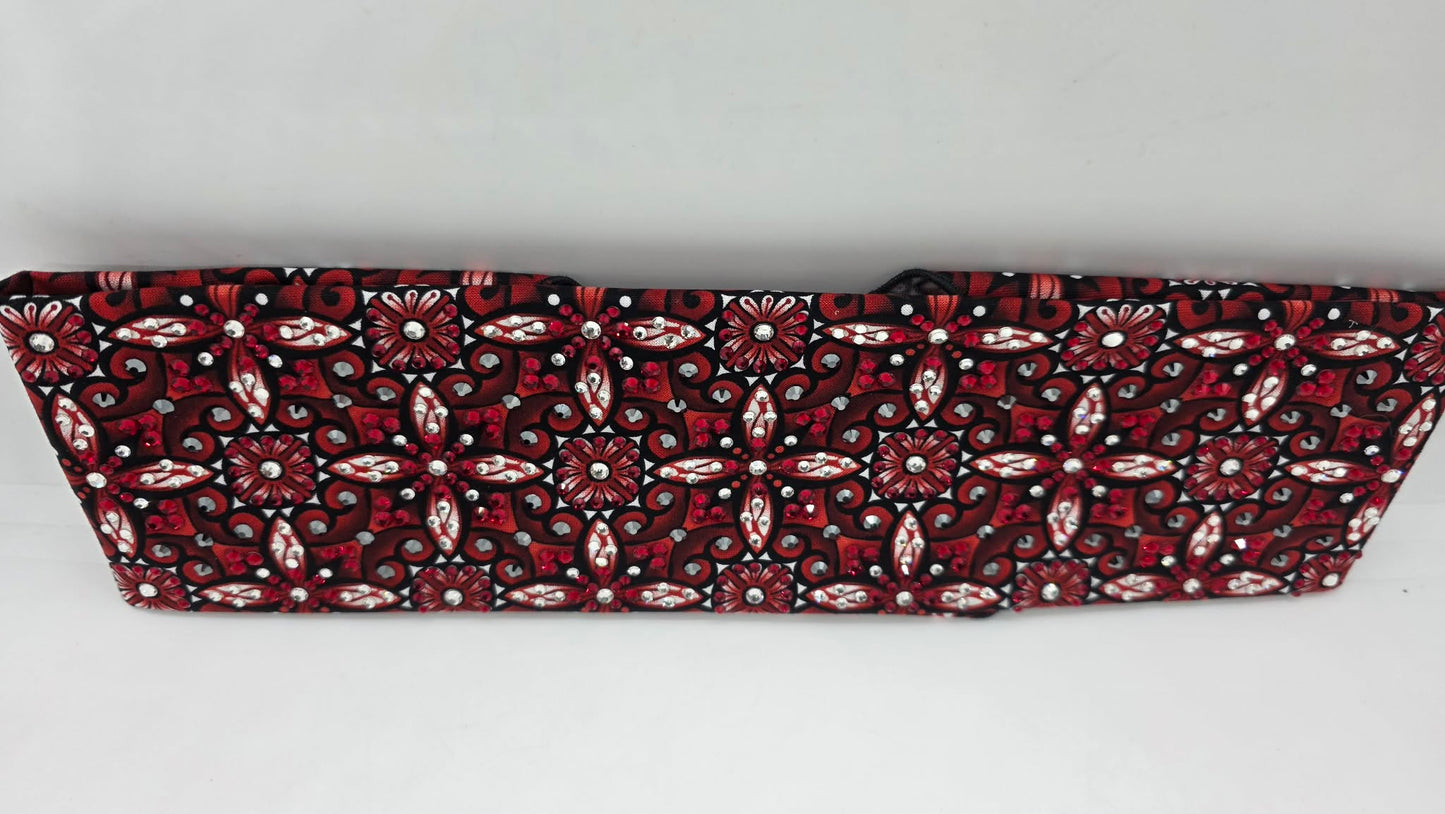 Super LeeAnnette Red and Black Squares Bandana with Red, Black and Clear Austrian Crystals (S48130)