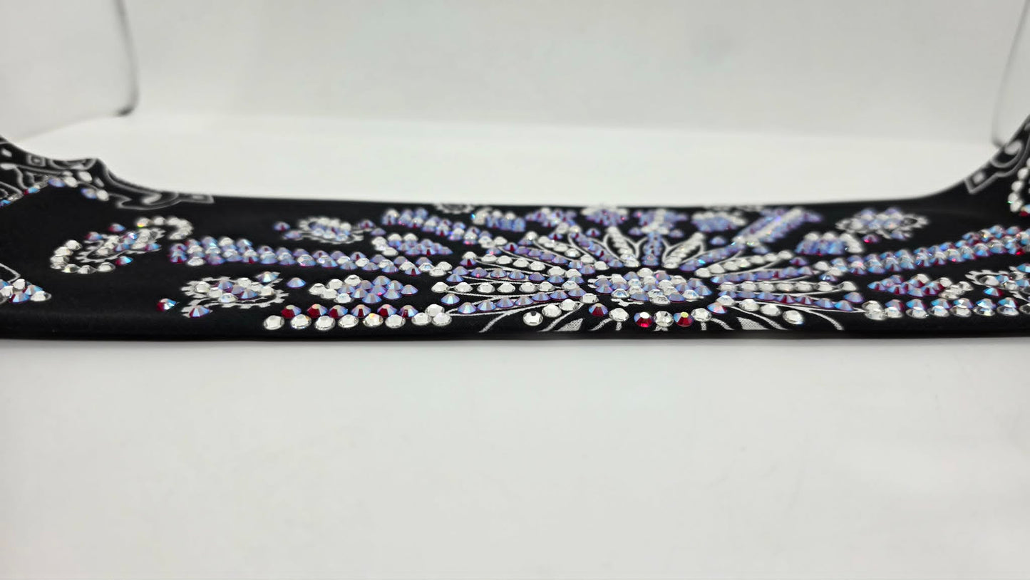 Super LeeAnnette Black Paisley Bandana with Red Shimmer and Diamond Clear Austrian Crystals (S48172)