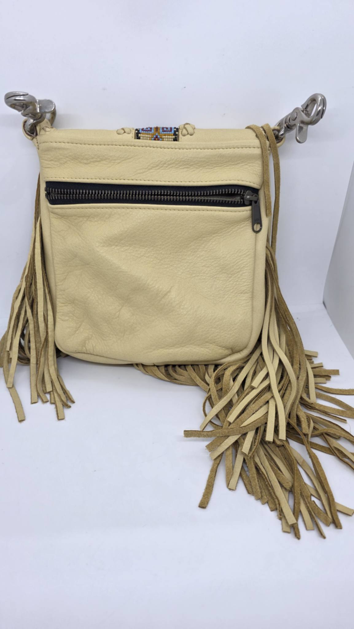 Cream Buck Skin Purse with Beading