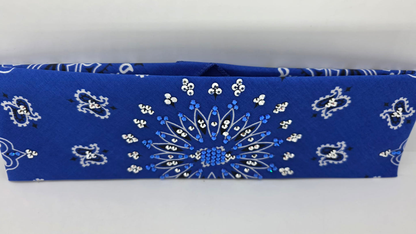 Royal Blue Bandana with Blue and Chrome Austrian Crystals (E60130)