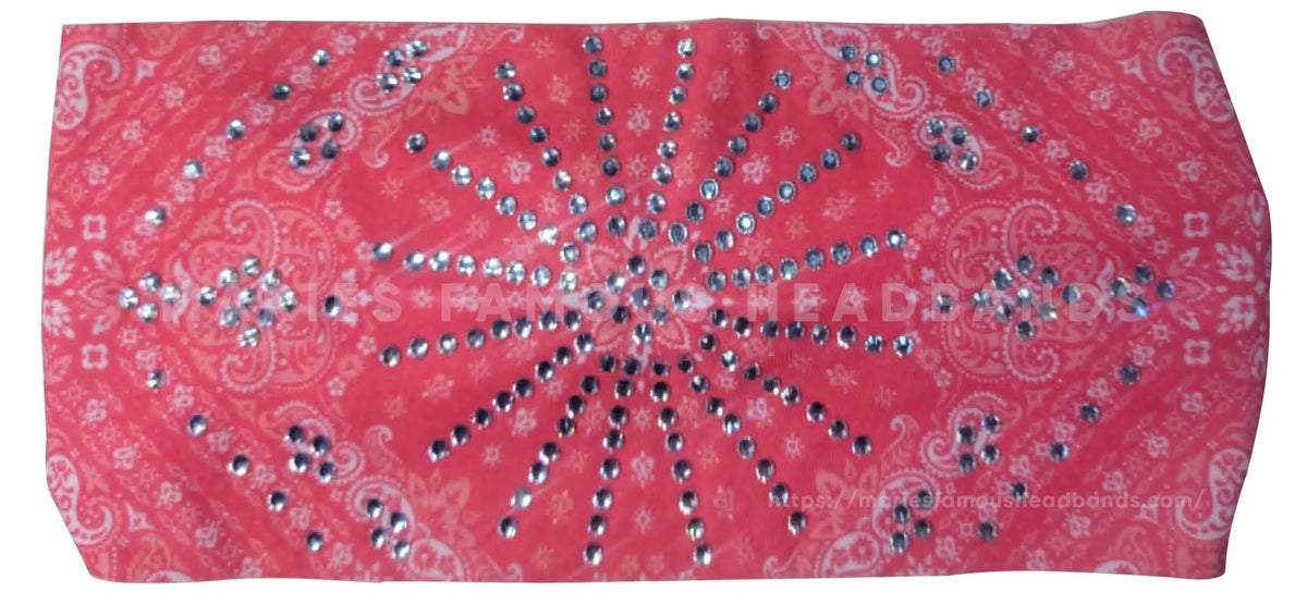 Stretchy Headband Pink with Aurora Borealis Crystals (Sku5483)