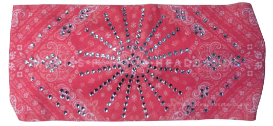 Stretchy Headband Pink with Aurora Borealis Crystals (Sku5483)