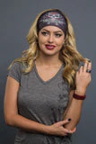 Stretchy Headband Sugar Skull with Studs (Sku5441)