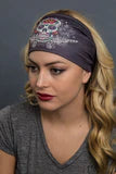 Stretchy Headband Sugar Skull with Studs (Sku5441)