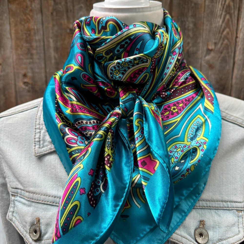 Plain Bright Blue Paisley Scarf (P31000)